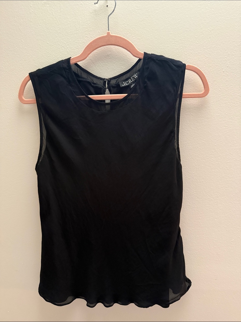 J. Crew Black Chiffon Sleeveless Shell Top
